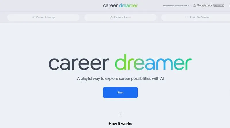 The Career Dreamer interface: an interactive web of interconnected roles radiating from a person's skills and experience, with details on a selected career path.