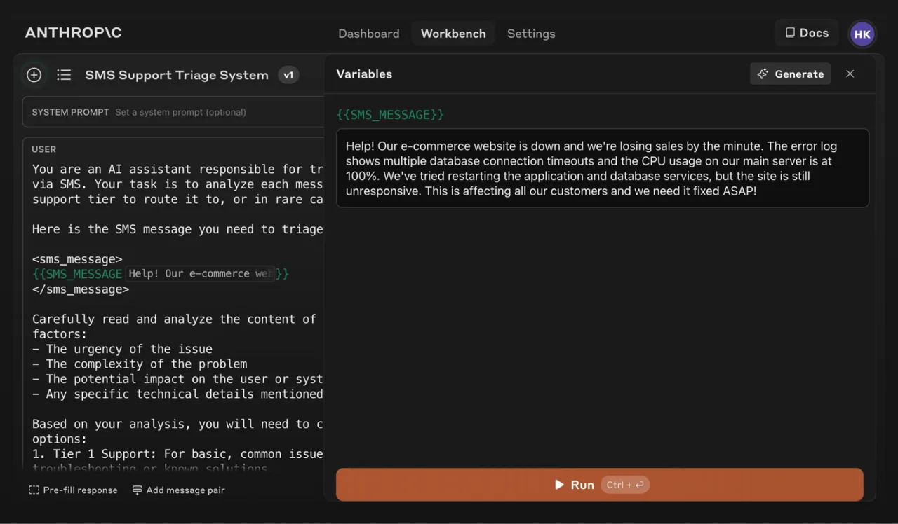 The Anthropic Console, where developers get API keys, test prompts in the Workbench, monitor usage, and manage billing for the Claude API.